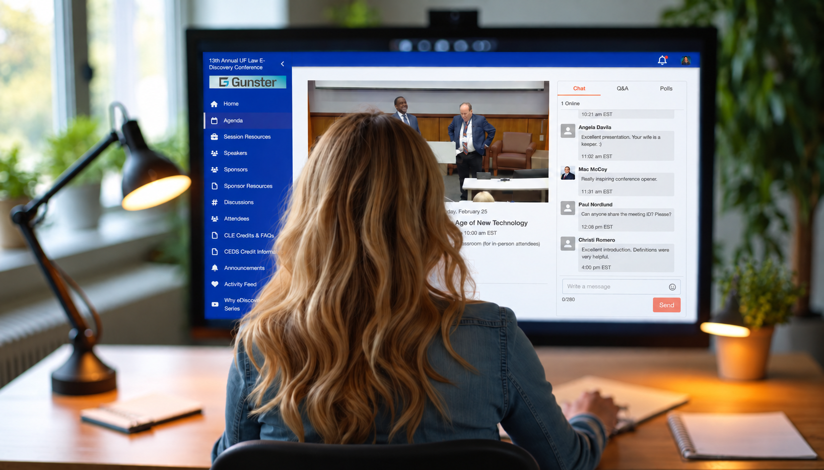 A participant attending the UF Law E-Discovery Conference virtually